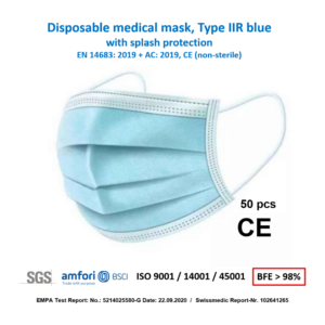 atemschutzmaskenschweiz.ch-Hygienemaske – Maske, Typ IIR blau
