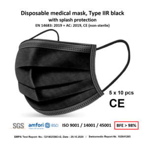 atemschutzmaskenschweiz.ch-Hygienemaske – Maske, Typ IIR schwarz